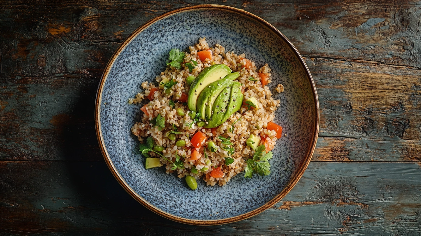 Збалансована страва з овочами та злаками для здорового харчування літніх людей