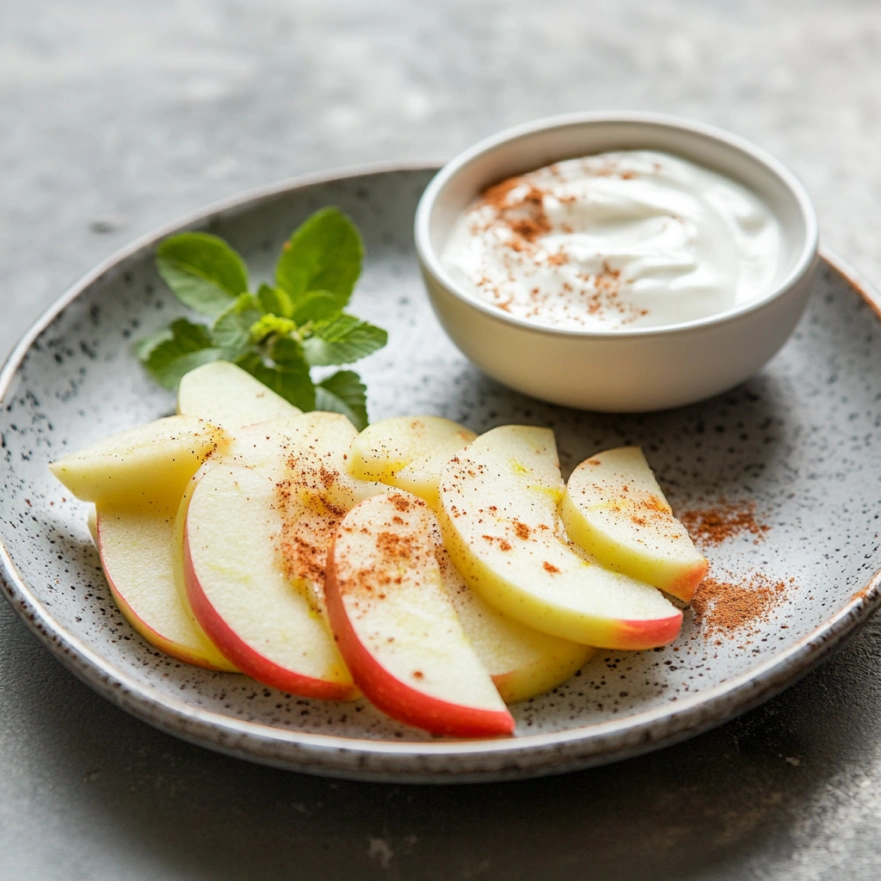 Яблучні слайси з йогуртом як здоровий перекус