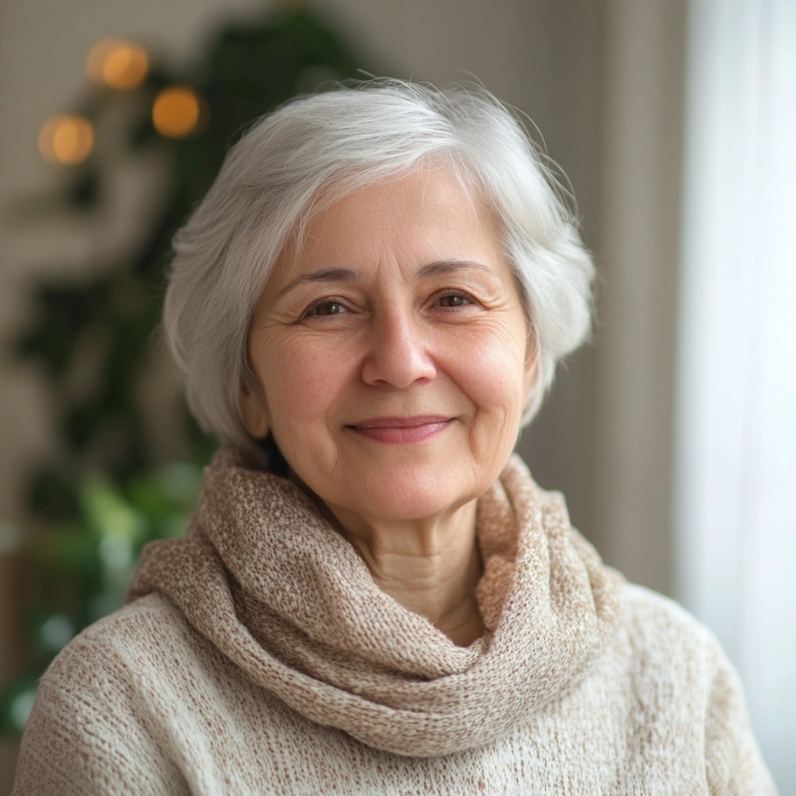 Фото жінки похилого віку, яка ділиться позитивним відгуком про програму харчування